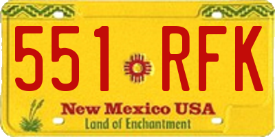 NM license plate 551RFK