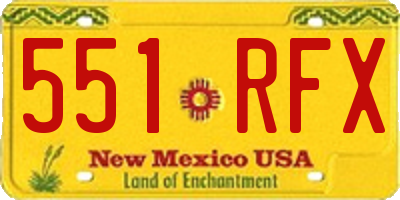 NM license plate 551RFX