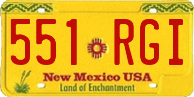 NM license plate 551RGI