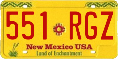 NM license plate 551RGZ