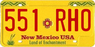 NM license plate 551RHO