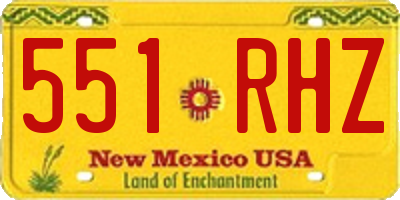 NM license plate 551RHZ