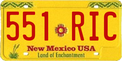 NM license plate 551RIC