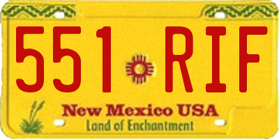 NM license plate 551RIF