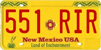 NM license plate 551RIR