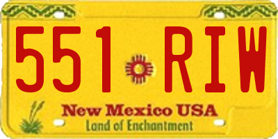 NM license plate 551RIW