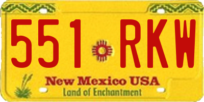 NM license plate 551RKW