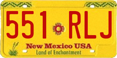 NM license plate 551RLJ