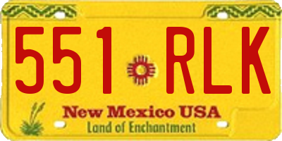 NM license plate 551RLK