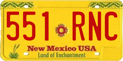 NM license plate 551RNC