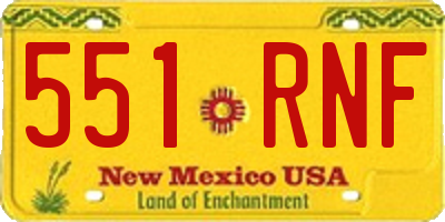 NM license plate 551RNF