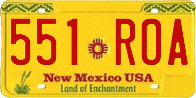 NM license plate 551ROA