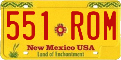 NM license plate 551ROM