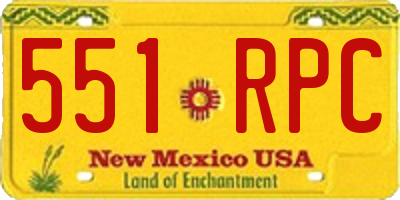 NM license plate 551RPC