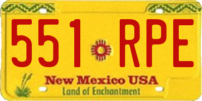 NM license plate 551RPE