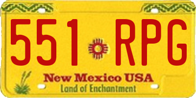 NM license plate 551RPG