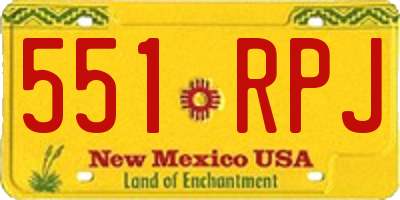 NM license plate 551RPJ
