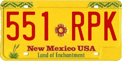 NM license plate 551RPK