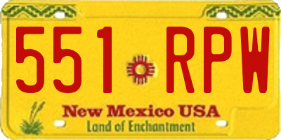 NM license plate 551RPW