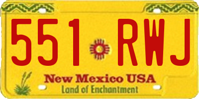NM license plate 551RWJ