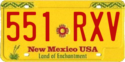 NM license plate 551RXV