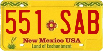 NM license plate 551SAB