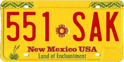 NM license plate 551SAK