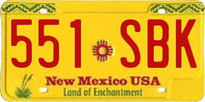 NM license plate 551SBK