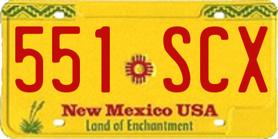 NM license plate 551SCX