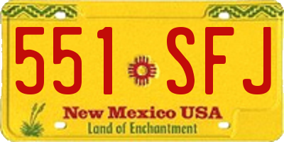 NM license plate 551SFJ