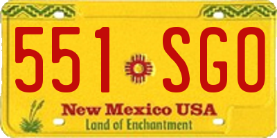 NM license plate 551SGO