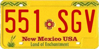 NM license plate 551SGV