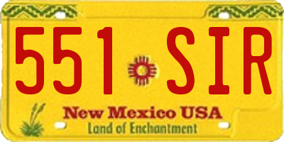 NM license plate 551SIR