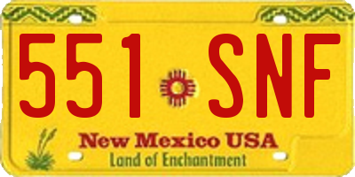 NM license plate 551SNF