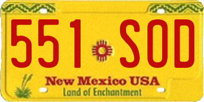 NM license plate 551SOD