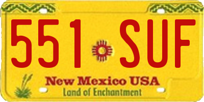 NM license plate 551SUF