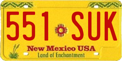 NM license plate 551SUK