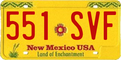NM license plate 551SVF