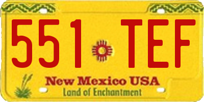 NM license plate 551TEF