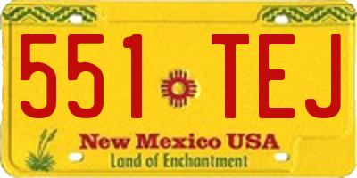 NM license plate 551TEJ