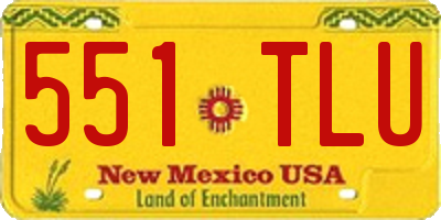 NM license plate 551TLU