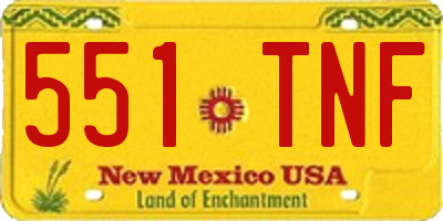 NM license plate 551TNF