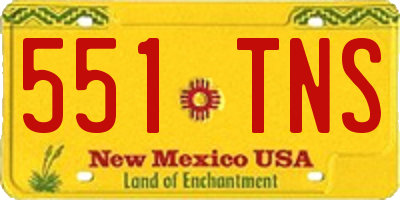 NM license plate 551TNS