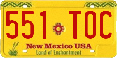 NM license plate 551TOC