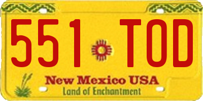 NM license plate 551TOD