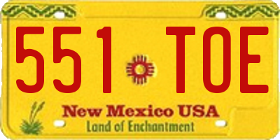 NM license plate 551TOE
