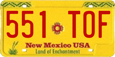 NM license plate 551TOF
