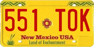 NM license plate 551TOK