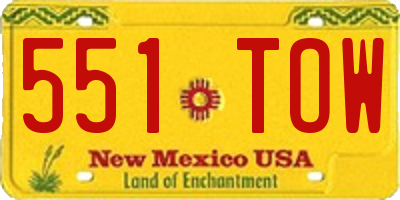 NM license plate 551TOW