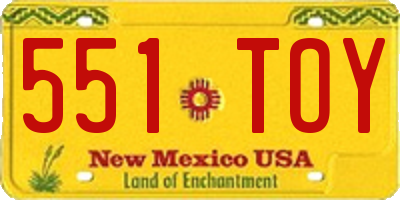 NM license plate 551TOY